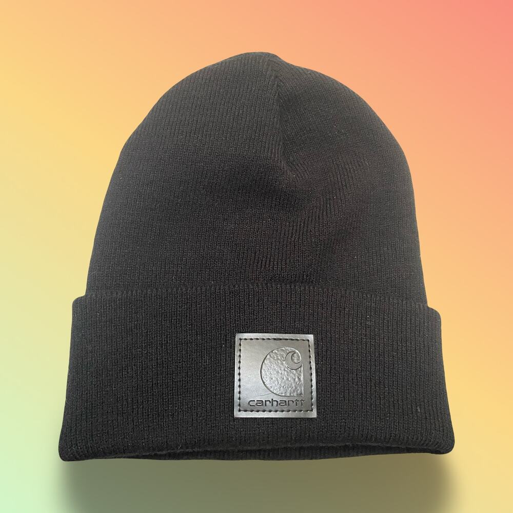 Carhartt Tonal Patch Beanie Hat Mens Black Label Cuffed Knit Watch Cap USA